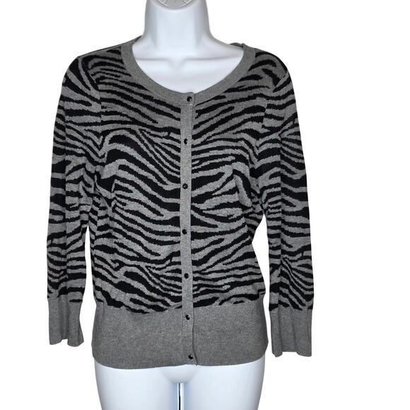 Express Design Studio Zebra Print Cardigan Sz M - Picture 1 of 7